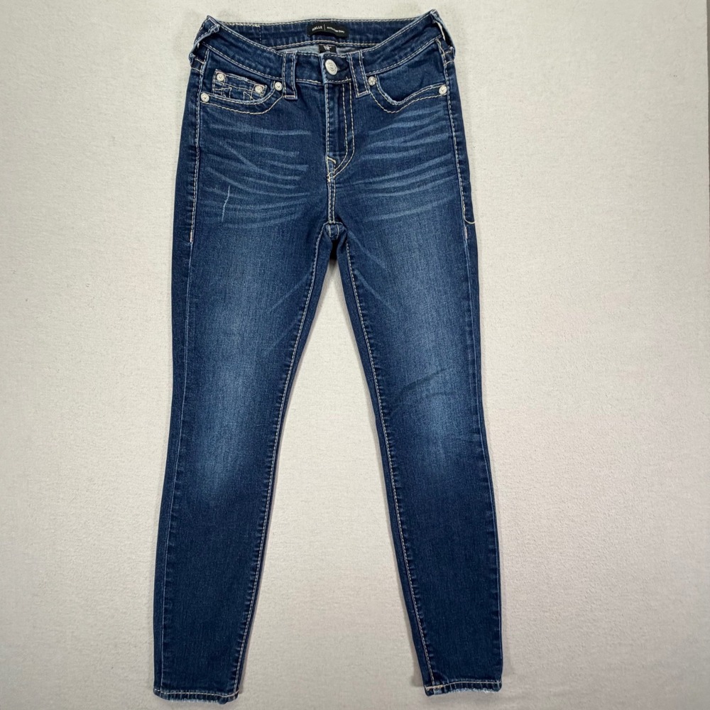 True Religion Halle Super Skinny Jeans Womens 27 Blue Excellent Mid Rise Stretch